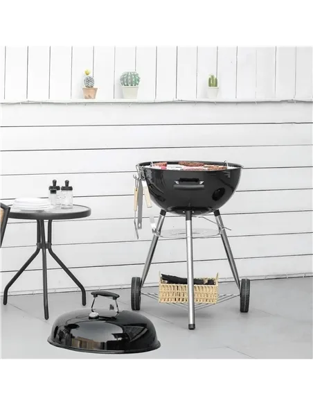 Outsunny Portable Kettle Charcoal Grill - Black