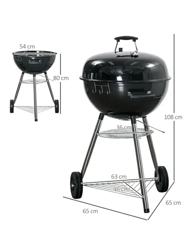 Outsunny Portable Kettle Charcoal Grill - Black