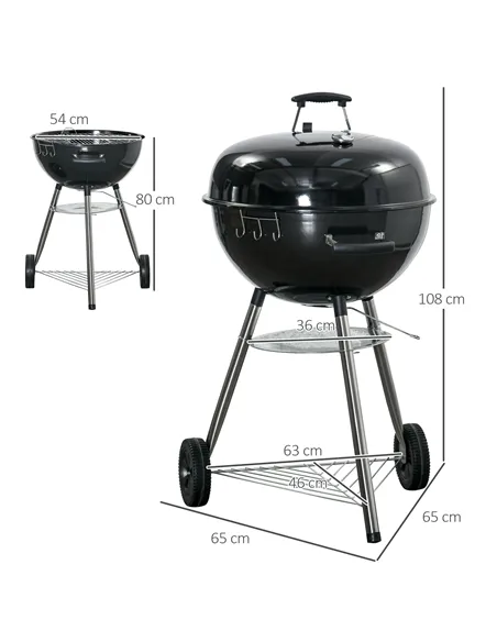 Outsunny Portable Kettle Charcoal Grill - Black