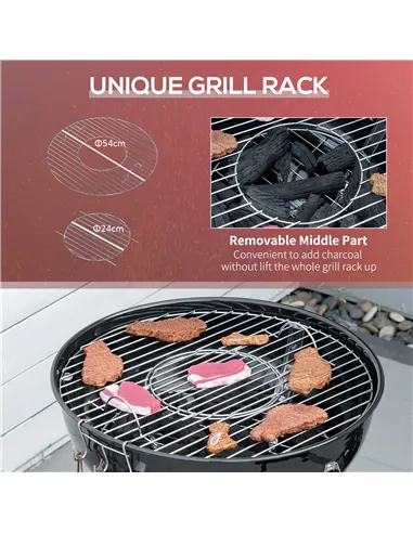 Outsunny Portable Kettle Charcoal Grill - Black