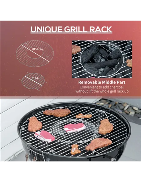 Outsunny Portable Kettle Charcoal Grill - Black