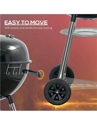 Outsunny Portable Kettle Charcoal Grill - Black