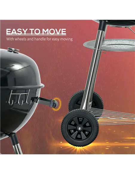 Outsunny Portable Kettle Charcoal Grill - Black