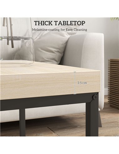 HOMCOM Coffee Table Set of 2, Nest of Tables with 3.5cm Thick Tabletop, Oak