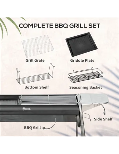 Outsunny Charcoal BBQ Grill - Black