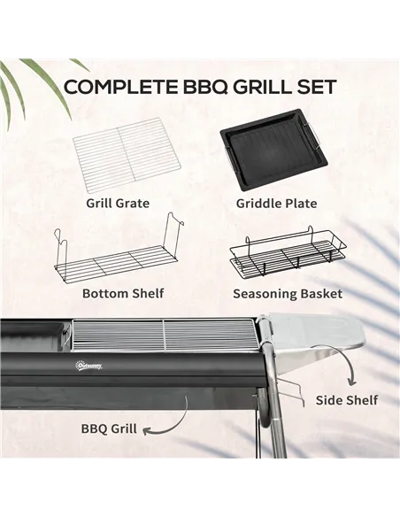 Outsunny Charcoal BBQ Grill - Black