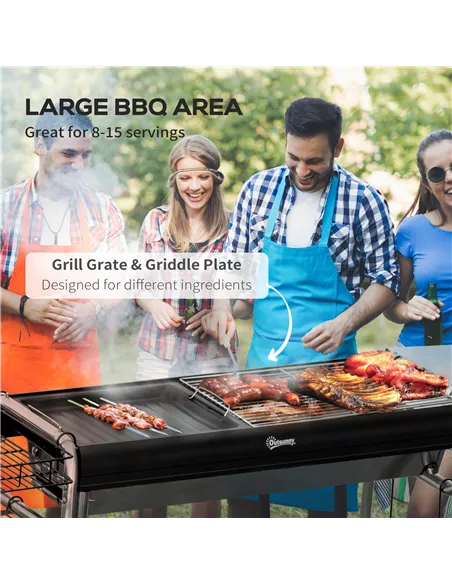 Outsunny Charcoal BBQ Grill - Black