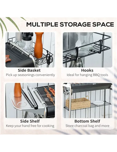 Outsunny Charcoal BBQ Grill - Black