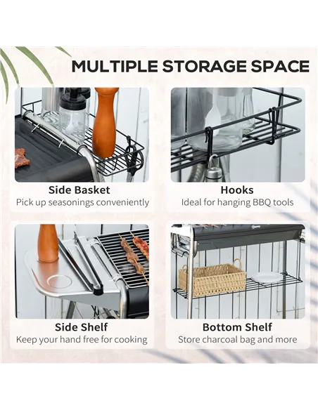 Outsunny Charcoal BBQ Grill - Black