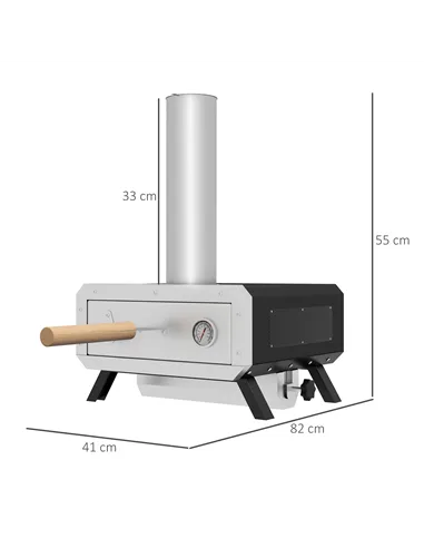 Outsunny Portable Wood Pellet Pizza Oven with 12" / 30cm Rotating Pizza Stone, Peel and Cover, Wood Fired Pizza Maker with Therm