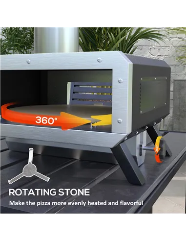 Outsunny Portable Wood Pellet Pizza Oven with 12" / 30cm Rotating Pizza Stone, Peel and Cover, Wood Fired Pizza Maker with Therm