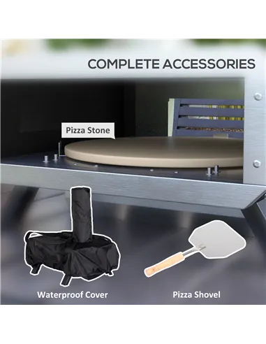 Outsunny Portable Wood Pellet Pizza Oven with 12" / 30cm Rotating Pizza Stone, Peel and Cover, Wood Fired Pizza Maker with Therm