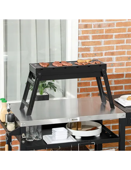 Outsunny Foldable Charcoal Grill - Black