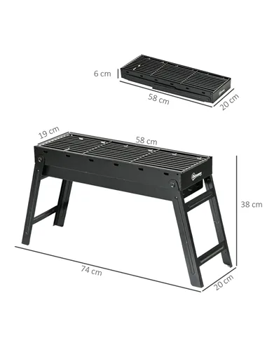 Outsunny Foldable Charcoal Grill - Black