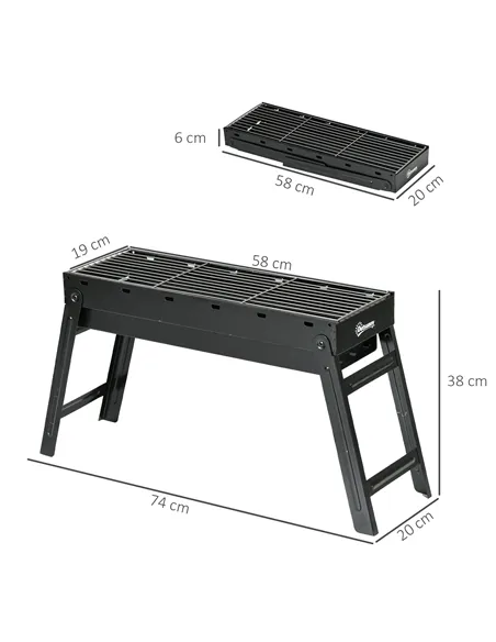 Outsunny Foldable Charcoal Grill - Black