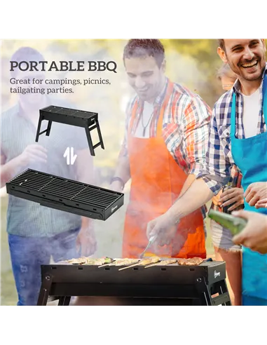 Outsunny Foldable Charcoal Grill - Black