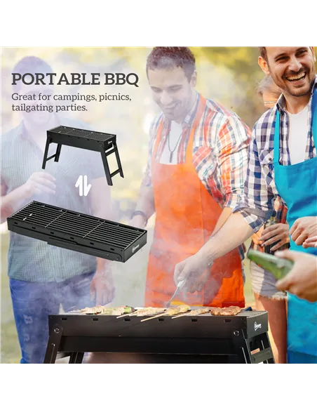 Outsunny Foldable Charcoal Grill - Black