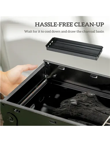 Outsunny Foldable Charcoal Grill - Black