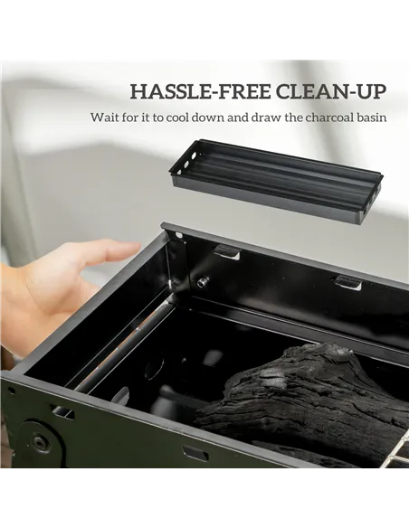 Outsunny Foldable Charcoal Grill - Black