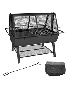Outsunny 3-in-1 Barbecue Grill, Rotisserie Roaster and Fire Pit, with Cover