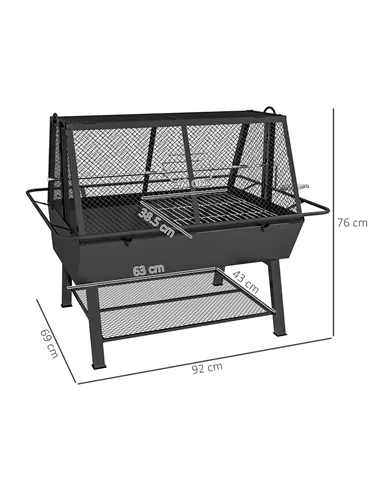 Outsunny 3-in-1 Barbecue Grill, Rotisserie Roaster and Fire Pit, with Cover