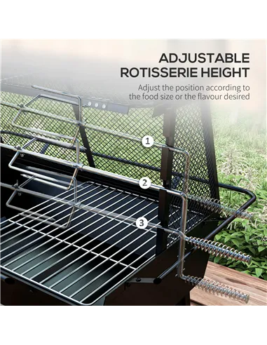 Outsunny 3-in-1 Barbecue Grill, Rotisserie Roaster and Fire Pit, with Cover