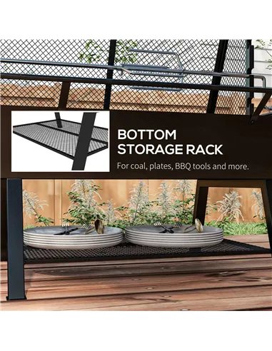 Outsunny 3-in-1 Barbecue Grill, Rotisserie Roaster and Fire Pit, with Cover