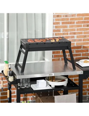 Outsunny Foldable Charcoal Grill - Black