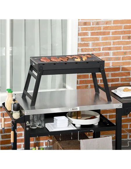 Outsunny Foldable Charcoal Grill - Black