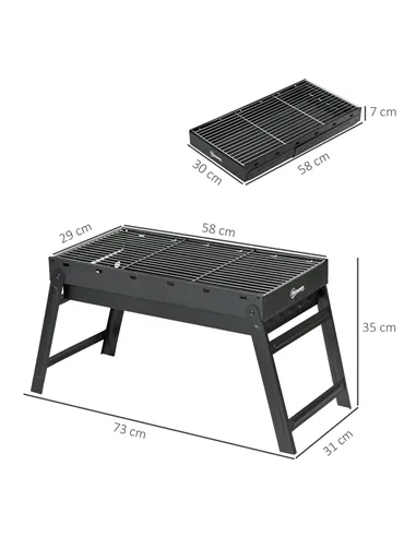 Outsunny Foldable Charcoal Grill - Black