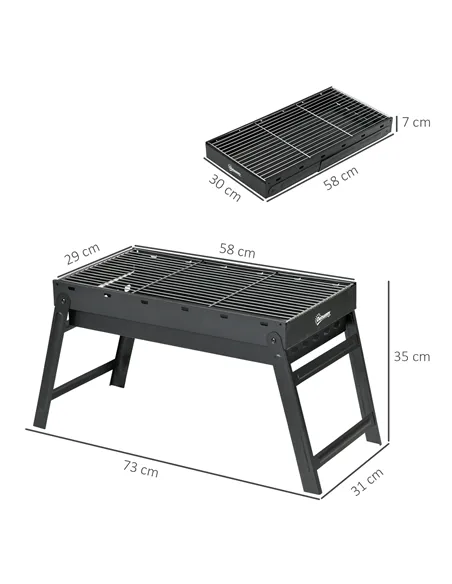 Outsunny Foldable Charcoal Grill - Black