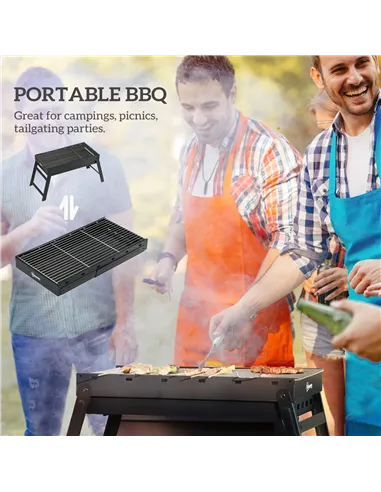 Outsunny Foldable Charcoal Grill - Black