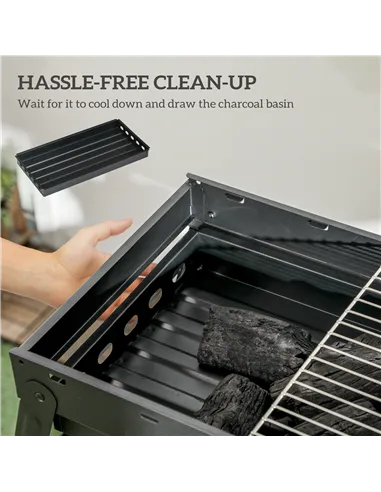 Outsunny Foldable Charcoal Grill - Black