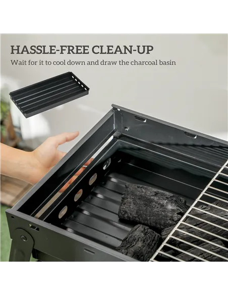 Outsunny Foldable Charcoal Grill - Black