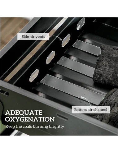 Outsunny Foldable Charcoal Grill - Black
