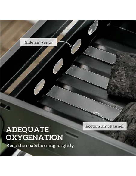 Outsunny Foldable Charcoal Grill - Black