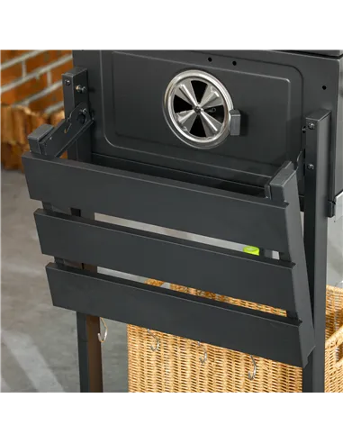 Outsunny Adjustable Charcoal Pan BBQ, with Thermometer and Warming Rack