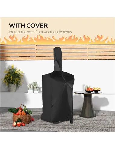 Outsunny Steel 3-Tier Outdoor Pizza Oven Charcoal BBQ Grill, Black