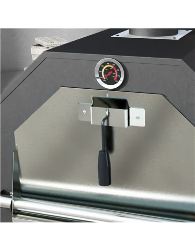 Outsunny Steel 3-Tier Outdoor Pizza Oven Charcoal BBQ Grill, Black