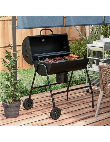 Outsunny Steel Charcoal BBQ, with Ash Catcher and Warming Rack
