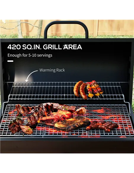Outsunny Steel Charcoal BBQ, with Ash Catcher and Warming Rack