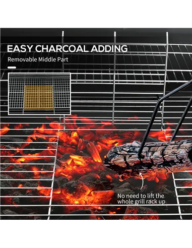 Outsunny Steel Charcoal BBQ, with Ash Catcher and Warming Rack