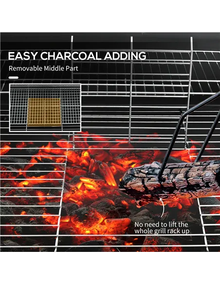 Outsunny Steel Charcoal BBQ, with Ash Catcher and Warming Rack