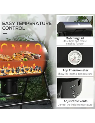 Outsunny Steel Charcoal BBQ, with Ash Catcher and Warming Rack