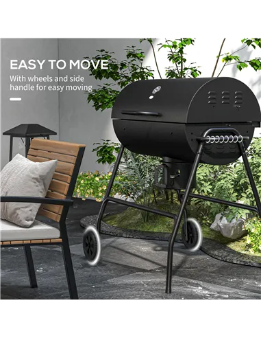 Outsunny Steel Charcoal BBQ, with Ash Catcher and Warming Rack