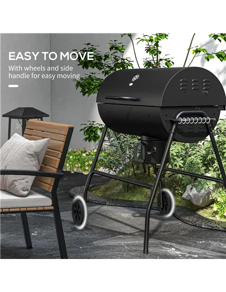 Outsunny Steel Charcoal BBQ, with Ash Catcher and Warming Rack