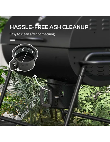 Outsunny Steel Charcoal BBQ, with Ash Catcher and Warming Rack