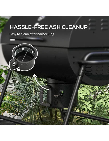 Outsunny Steel Charcoal BBQ, with Ash Catcher and Warming Rack