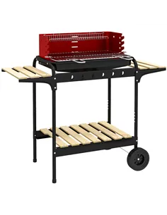 Outsunny Charcoal BBQ, with Five Position Grill Grate - Red