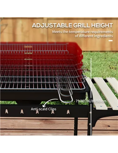 Outsunny Charcoal BBQ, with Five Position Grill Grate - Red
